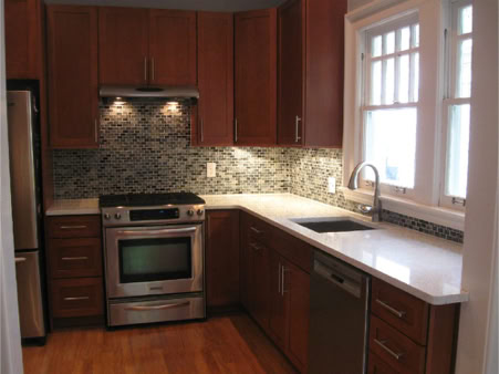 Custom constructed kitchen with window
